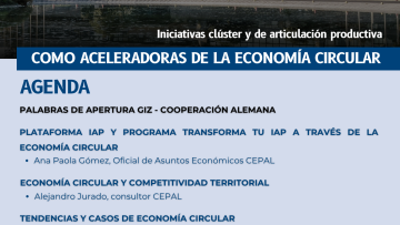 Flyer agenda taller de inicio programa "tranforma tu IAP a través de la economía circular"