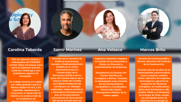 Flyer de quinta Comunidad de Práctica con el detalle de sus comentaristas.