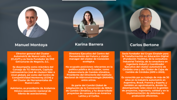Flyer de segunda Comunidad de Práctica con el detalle de sus cuatro comentaristas.