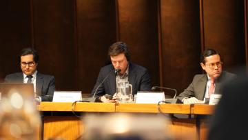 Marco Llinás y Tristan Reed en evento en CEPAL