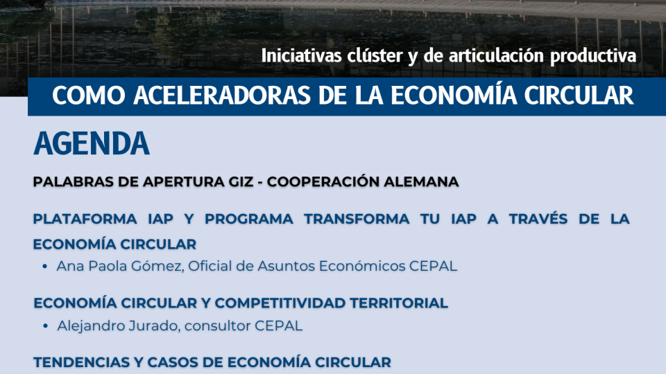 Flyer agenda taller de inicio programa "tranforma tu IAP a través de la economía circular"