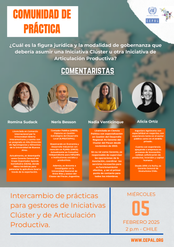 Flyer de tercera Comunidad de Práctica con el detalle de sus comentaristas.