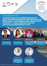 Flyer de octava Comunidad de Práctica con el detalle de sus comentaristas.