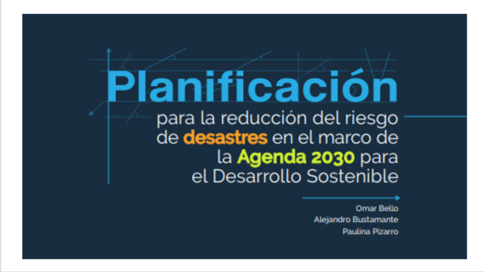 Portada documento Planificación para la reducción del riesgo de desastres