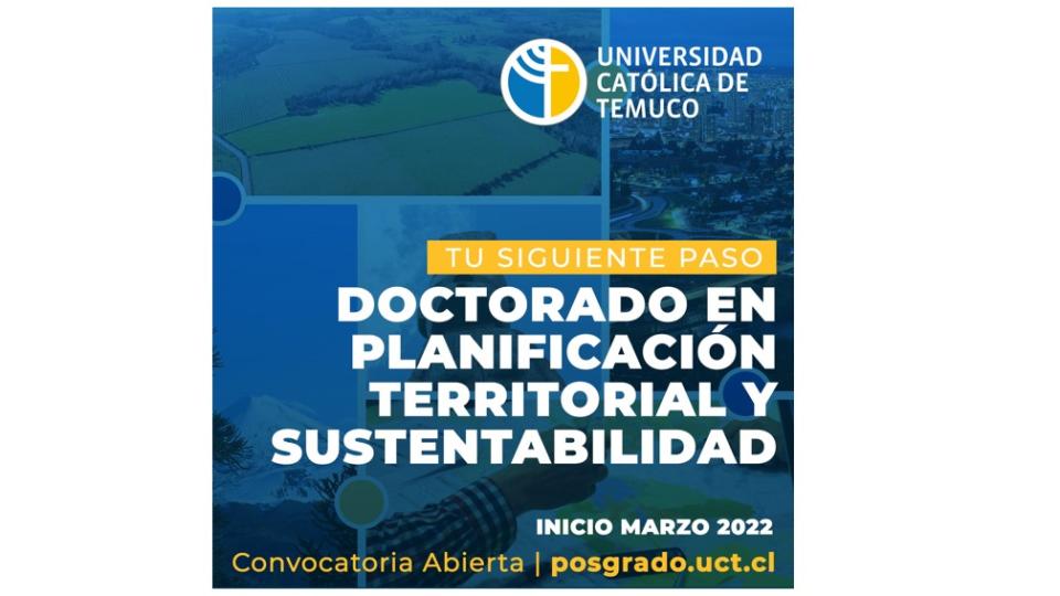 promoción del doctorado. Contiene el logo de la universidad y el título del doctorado, su fecha de inicio y el enalce para obtener más información. Los colores son azules y amarillos